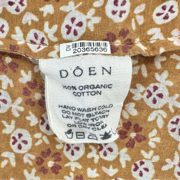 DOEN Thoreau Light Brown Floral Sleeveless Organic Cotton Light Midi Dress sz M - Picture 7 of 8